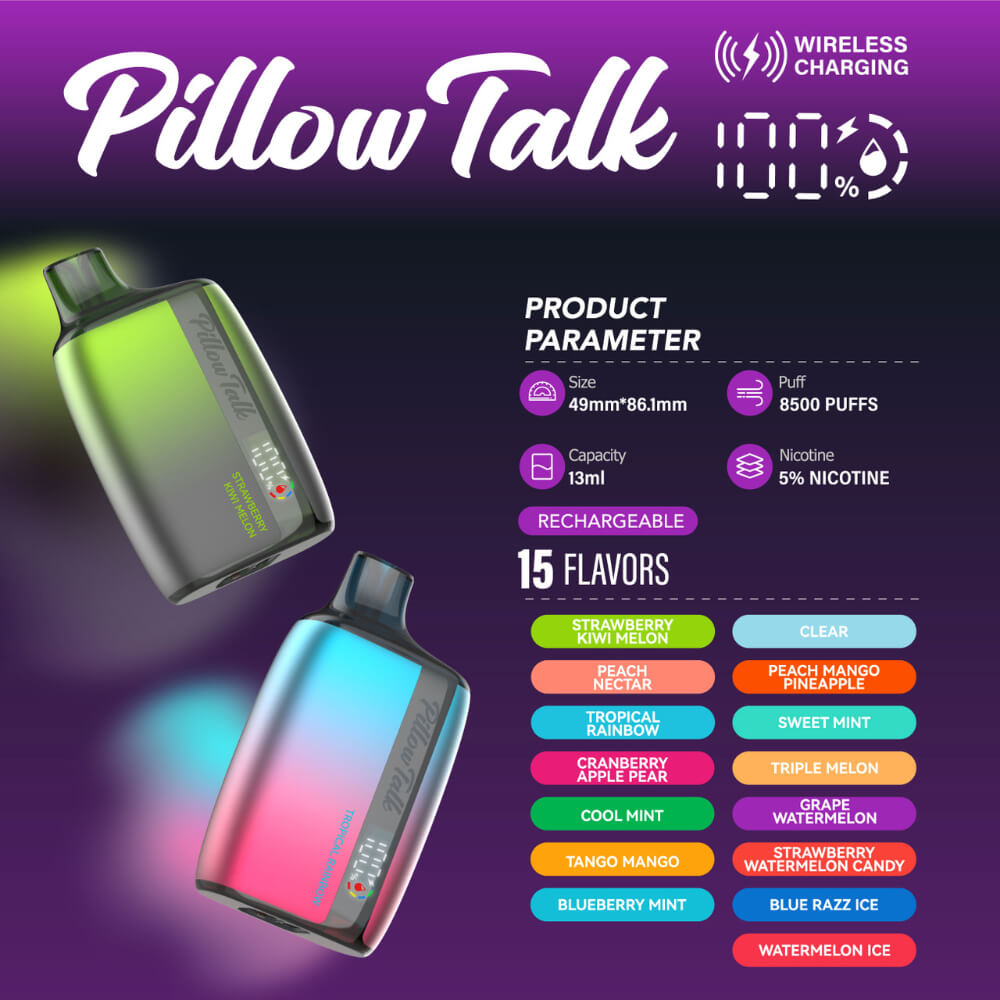 Pillow Talk Wireless Charging Rechargeable Disposable Vape I 8500 Puffs (10ct)