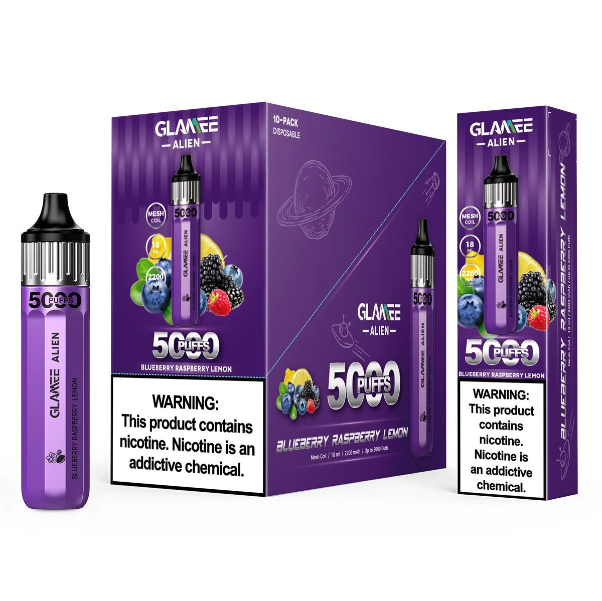 GLAMEE ALIEN 5000 PUFFS DISPOSABLE VAPE DEVICE 5pcs