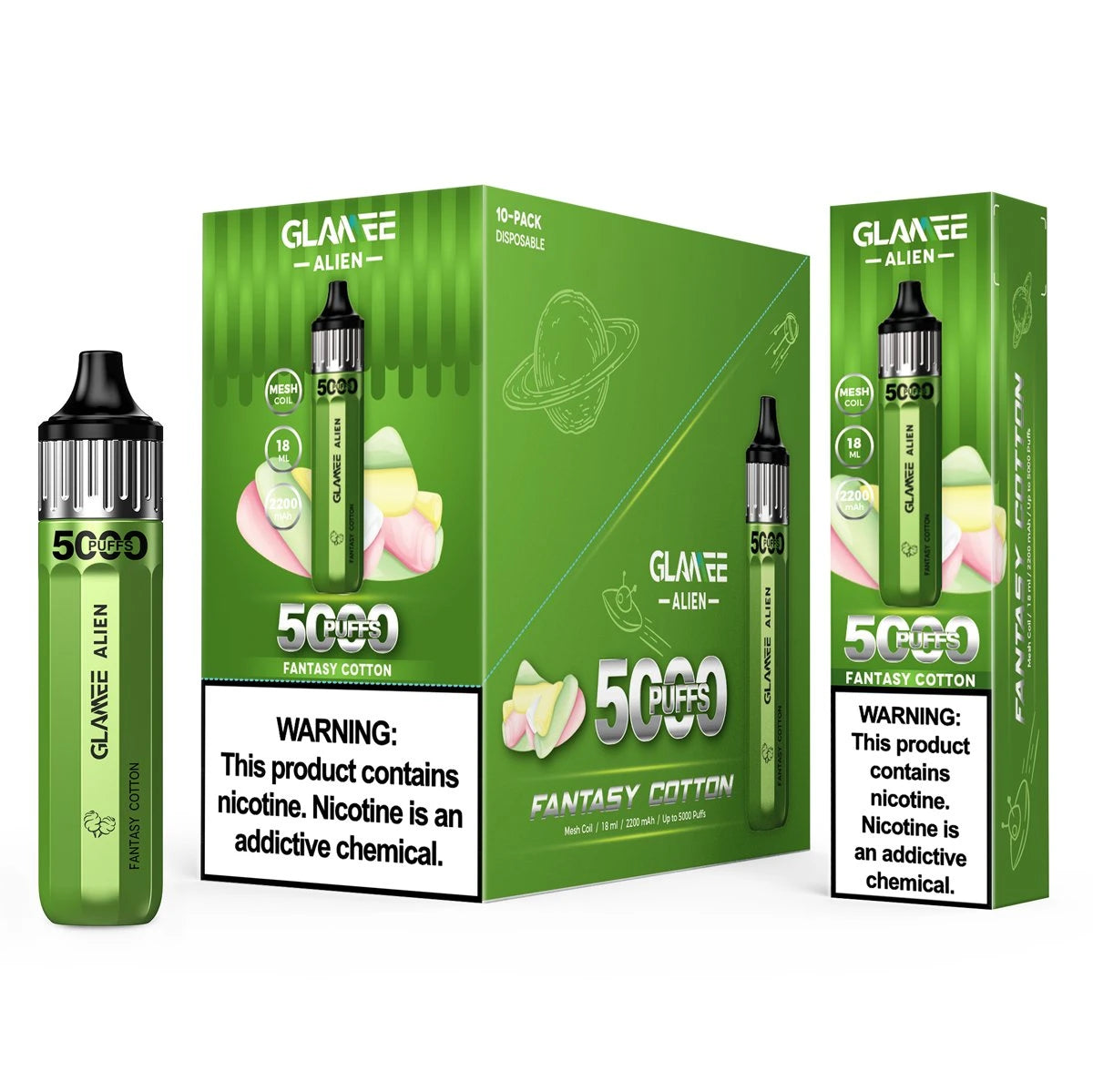GLAMEE ALIEN 5000 PUFFS DISPOSABLE VAPE DEVICE 5pcs