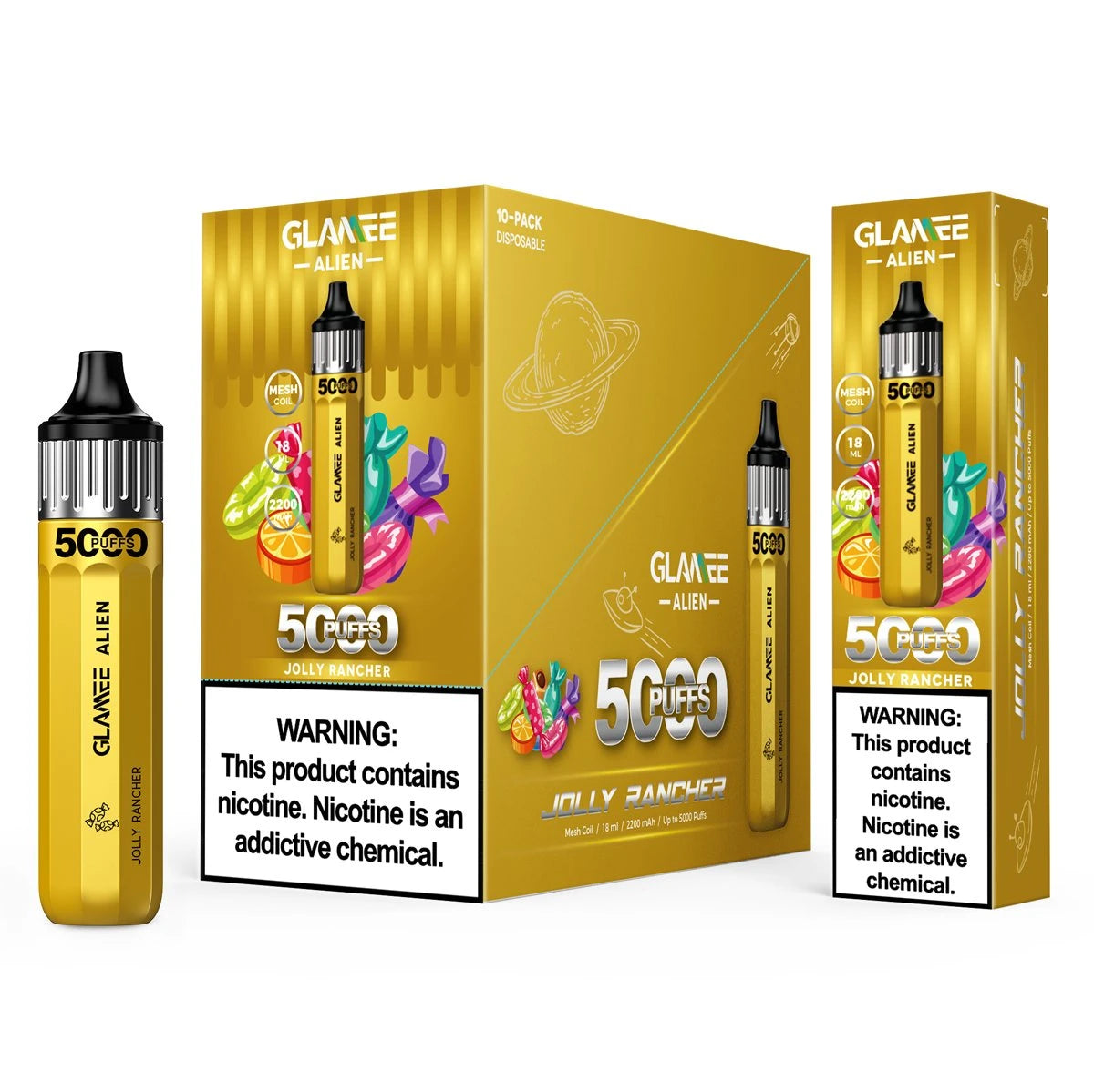 GLAMEE ALIEN 5000 PUFFS DISPOSABLE VAPE DEVICE 5pcs