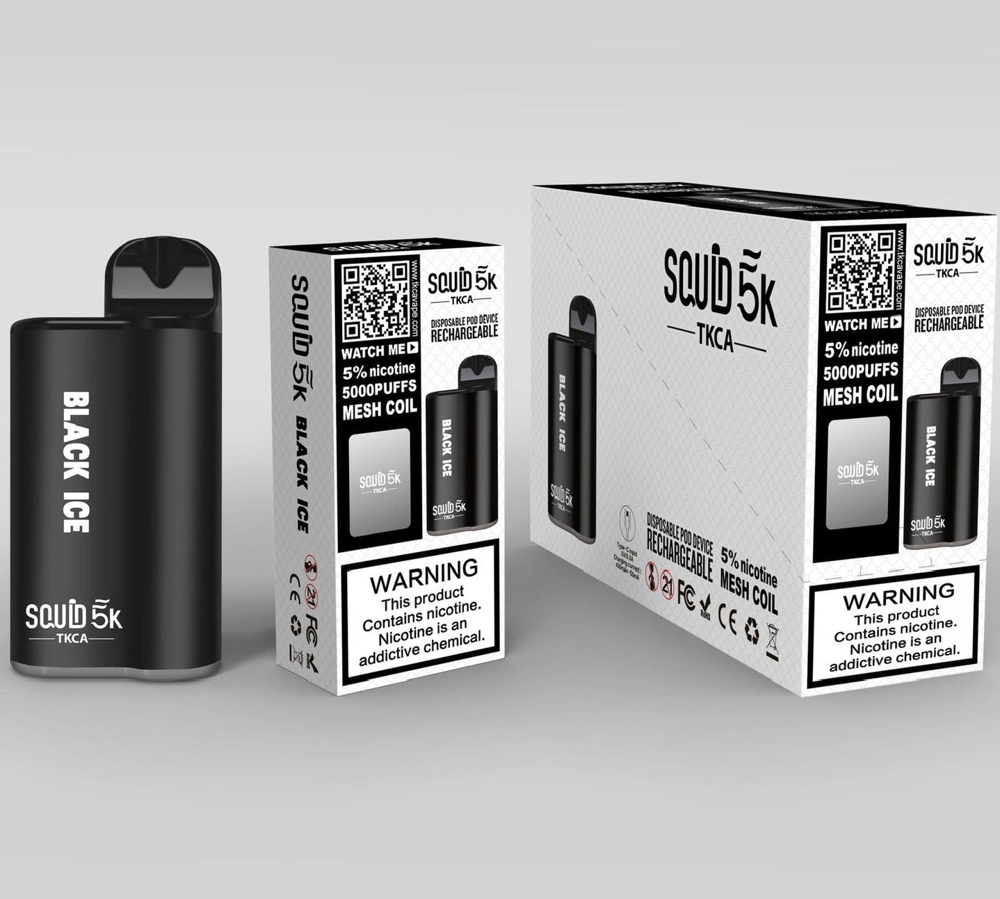 SQUID 5K Disposable Vape Rechargeable Pod Device Black Ice